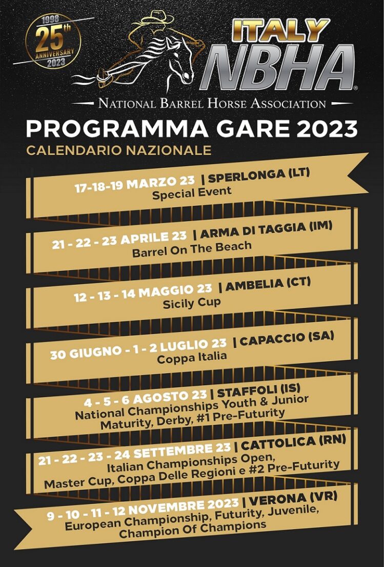 25 ANNIVERSARY NBHA_Calendario eventi nazionali 2023